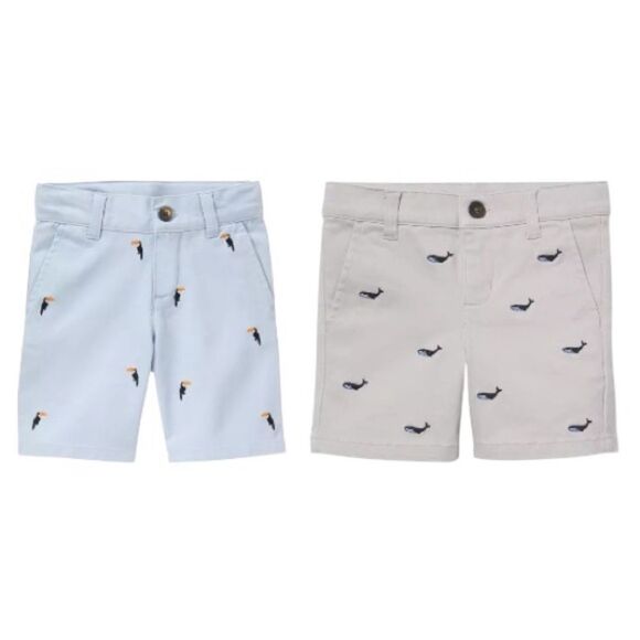 Janie and Jack Boys Toucan Twill Short Set of 2 Blue/White Nautical Size 2 T - Picture 13 of 14